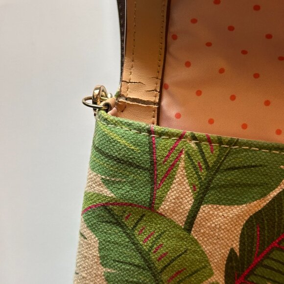 Stella And Dot Clutch Bag Purse Green Palm Leaf Jungle Print with Strap - Picture 5 of 8